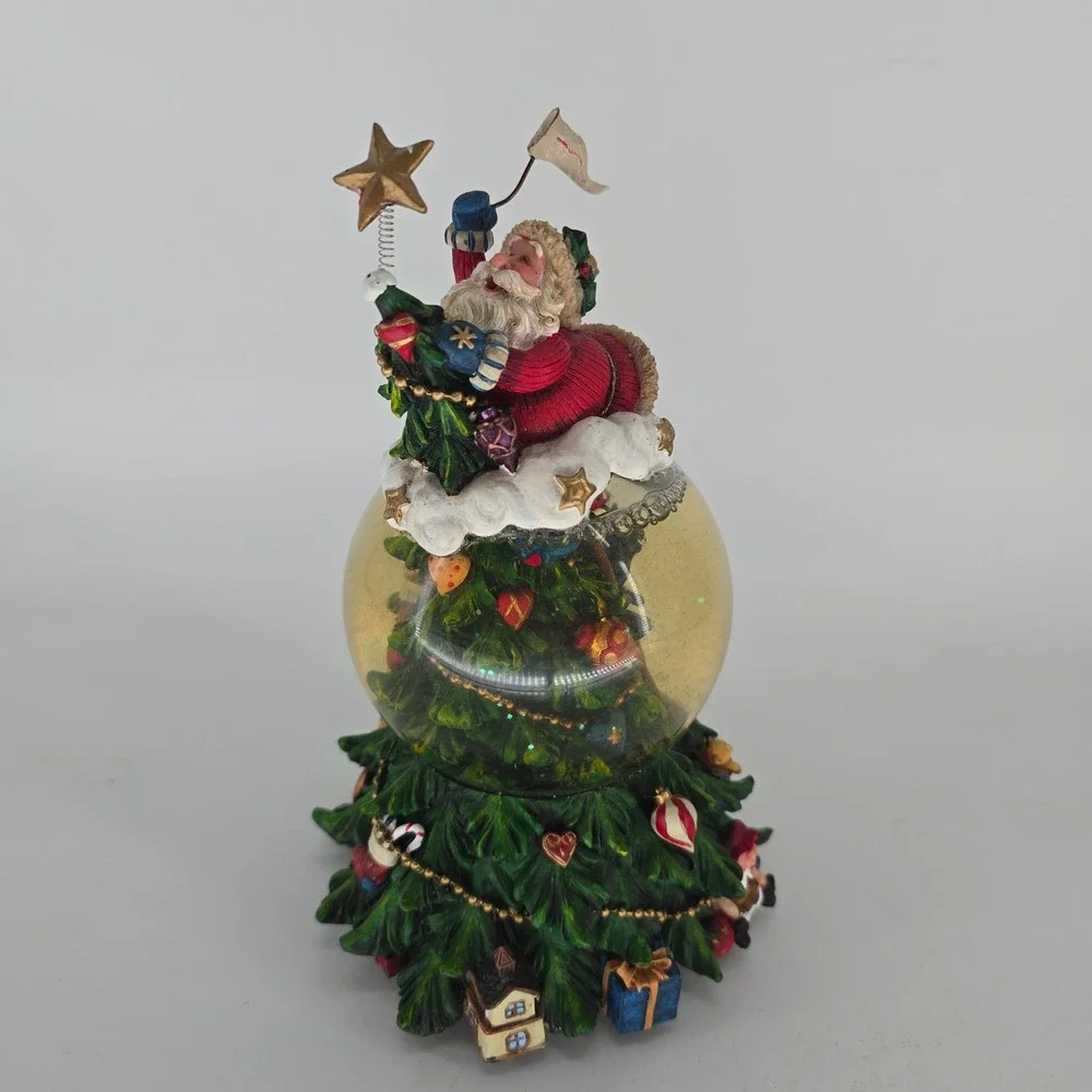 Vintage JCPenney Musical Santa Christmas Tree Snow Globe 2005 Box